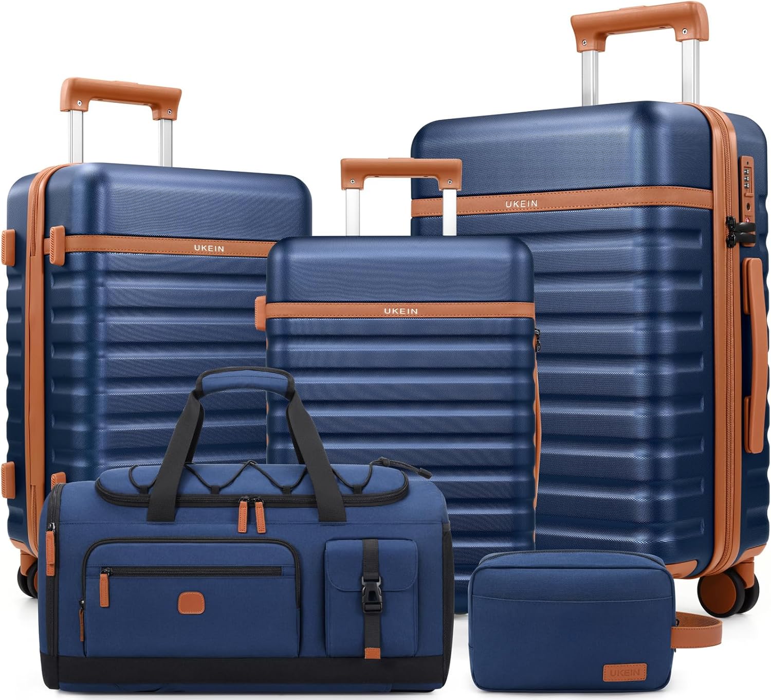 Luggage Sets 5 Piece, Carry On Luggage 20In With Spinner Wheels, Hardside Suitcase Set with TSA Lock,Durable Large Suitcase With Travel Backpack for Men-20/24/28in (Blue, 5 piece set)