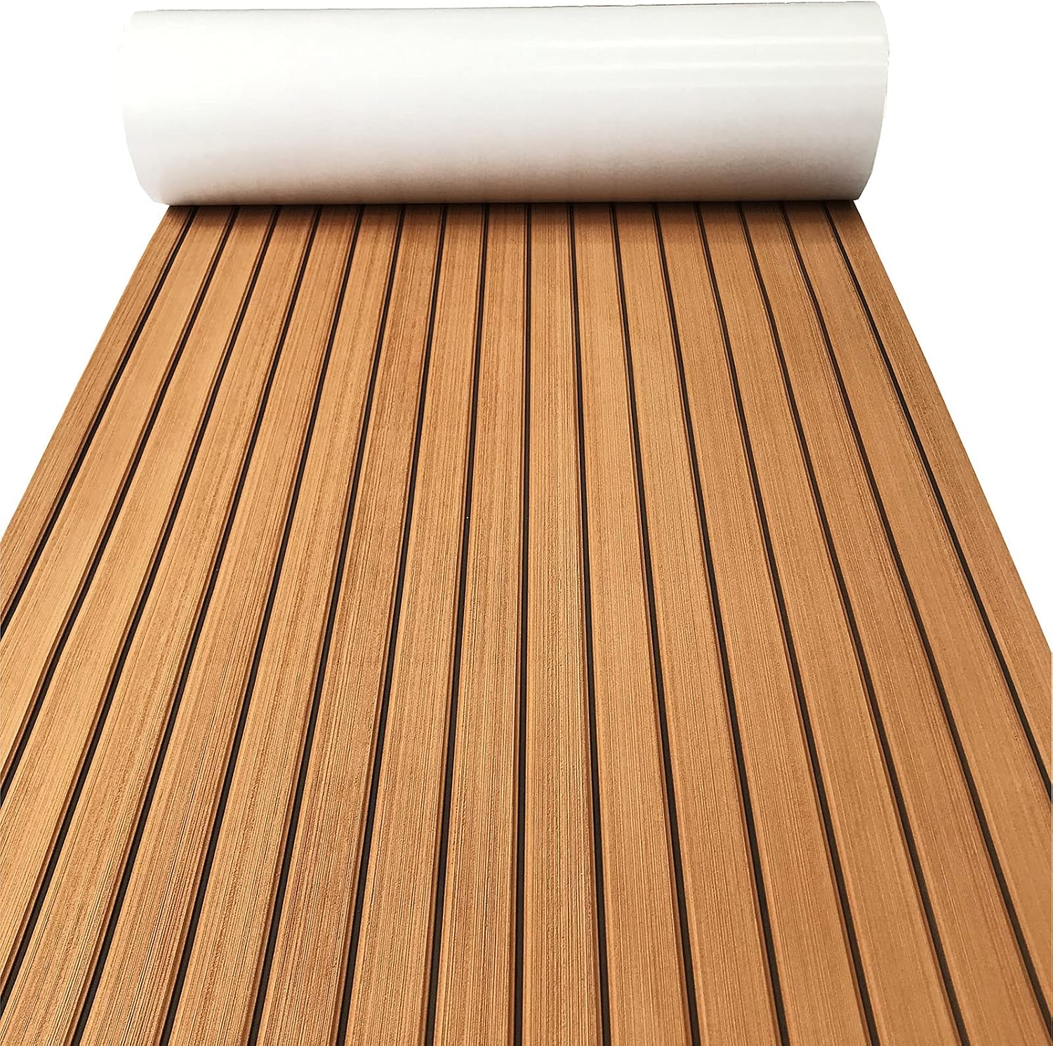 KXKZREN Boat Flooring EVA Foam Decking Sheet Faux Teak Marine Mat Marine Carpet Cooler Tops Non-Slip Self-Adhesive Flooring for Motorboat RV Yacht Kayak Swim Platform 94" x 47"/44"/35"/23"/16"