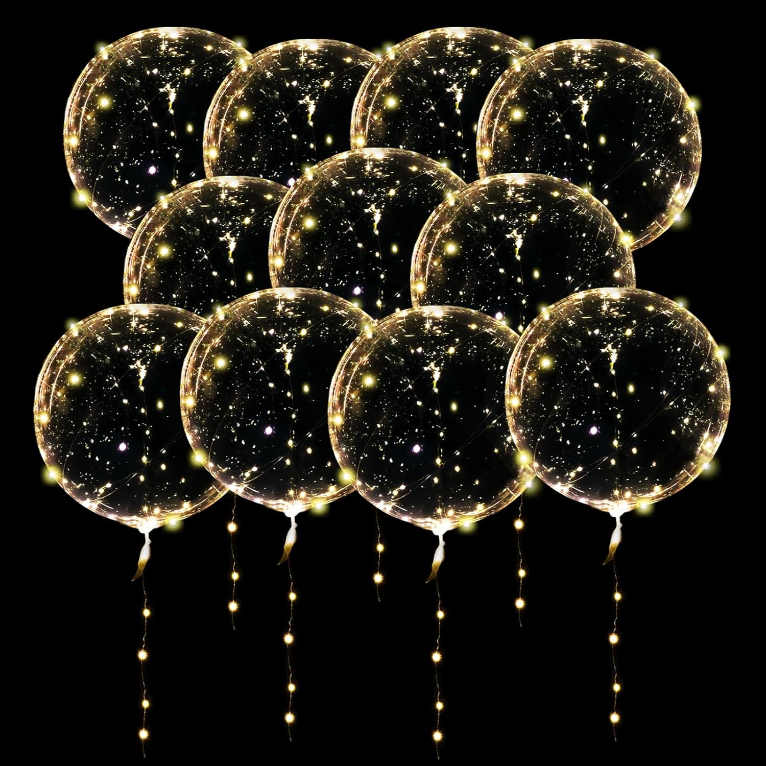 20 Pack Led Balloons Light Up with Warm White Lights, 20 Pcs Transparent Balloons and 20 Pcs Led Lights, Perfect Supply for Wedding, Birthday Party, Glow Stick Party