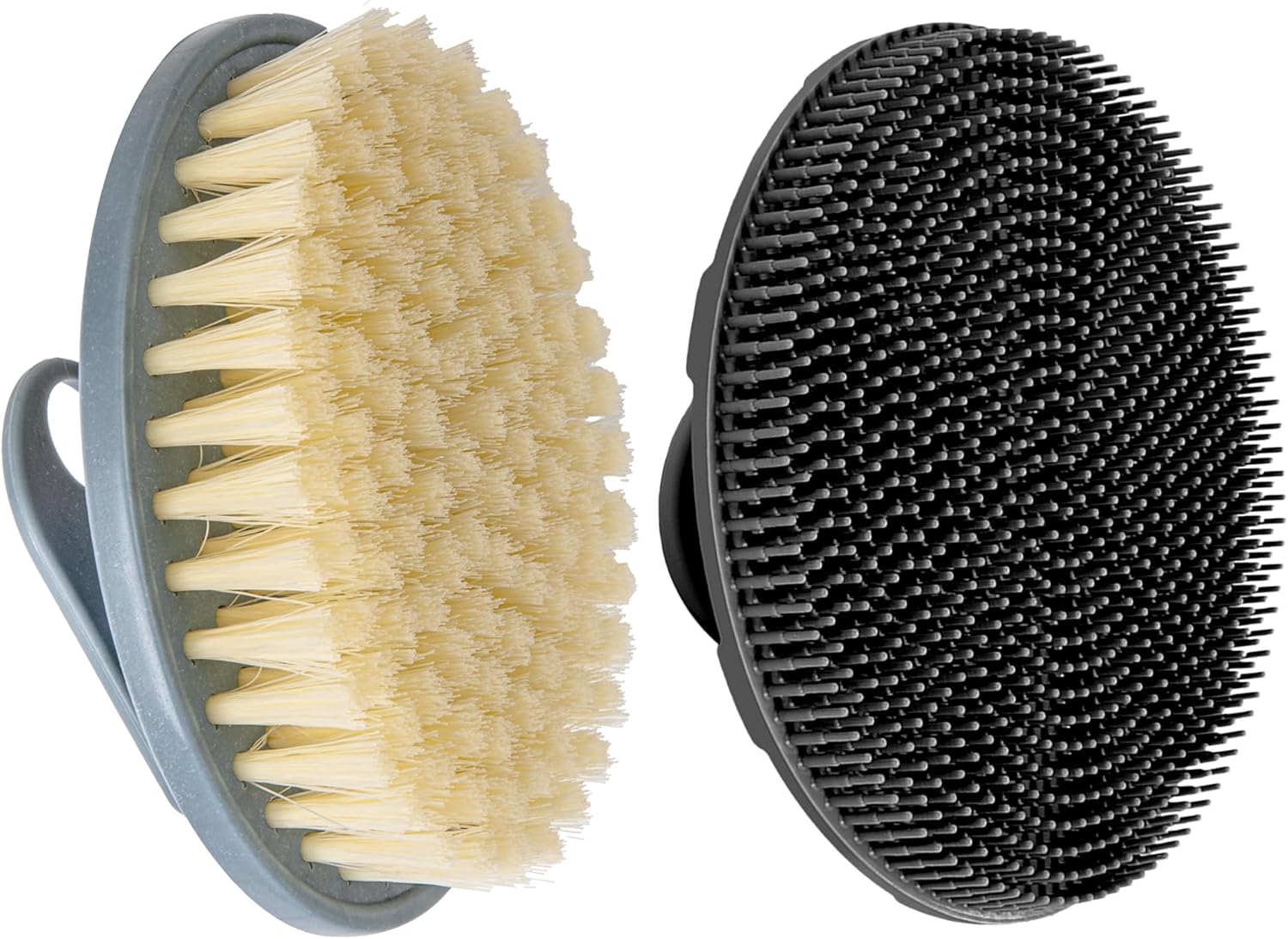 INNERNEED Food-Grade Soft Silicone Body Scrubber Shower Brush Handheld Cleansing Skin Brush, with PP Shower Brush for Exfoliating, Cellulite Treatment