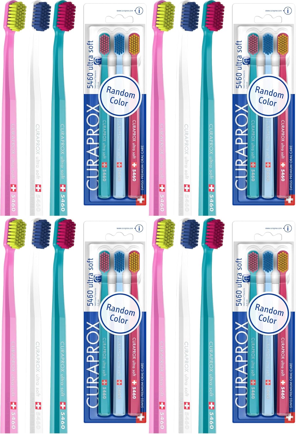 Curaprox CS 5460 Ultra-Soft Toothbrush – for Sensitive Teeth & Gums | Gentle Plaque Removal | 12-Pack |Random Colour