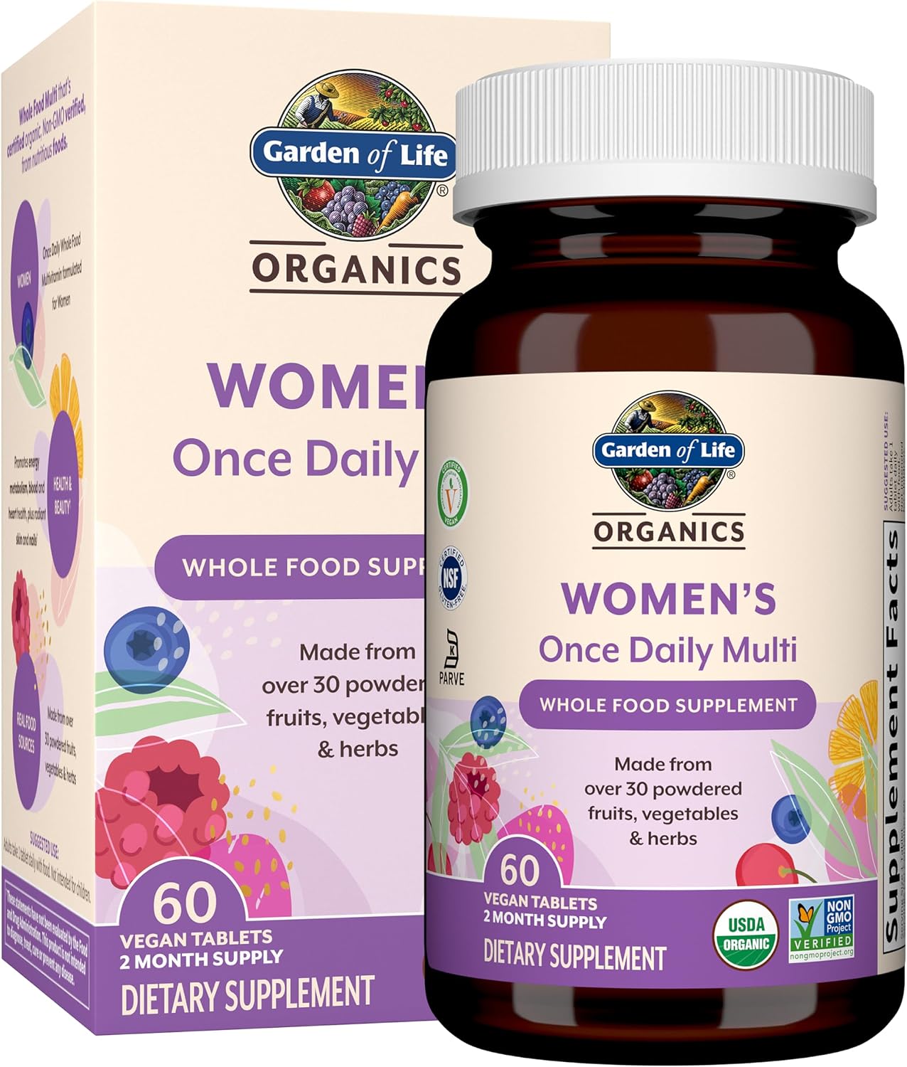 Garden of Life Organics Women's Once Daily Multivitamin, 60 Tablets