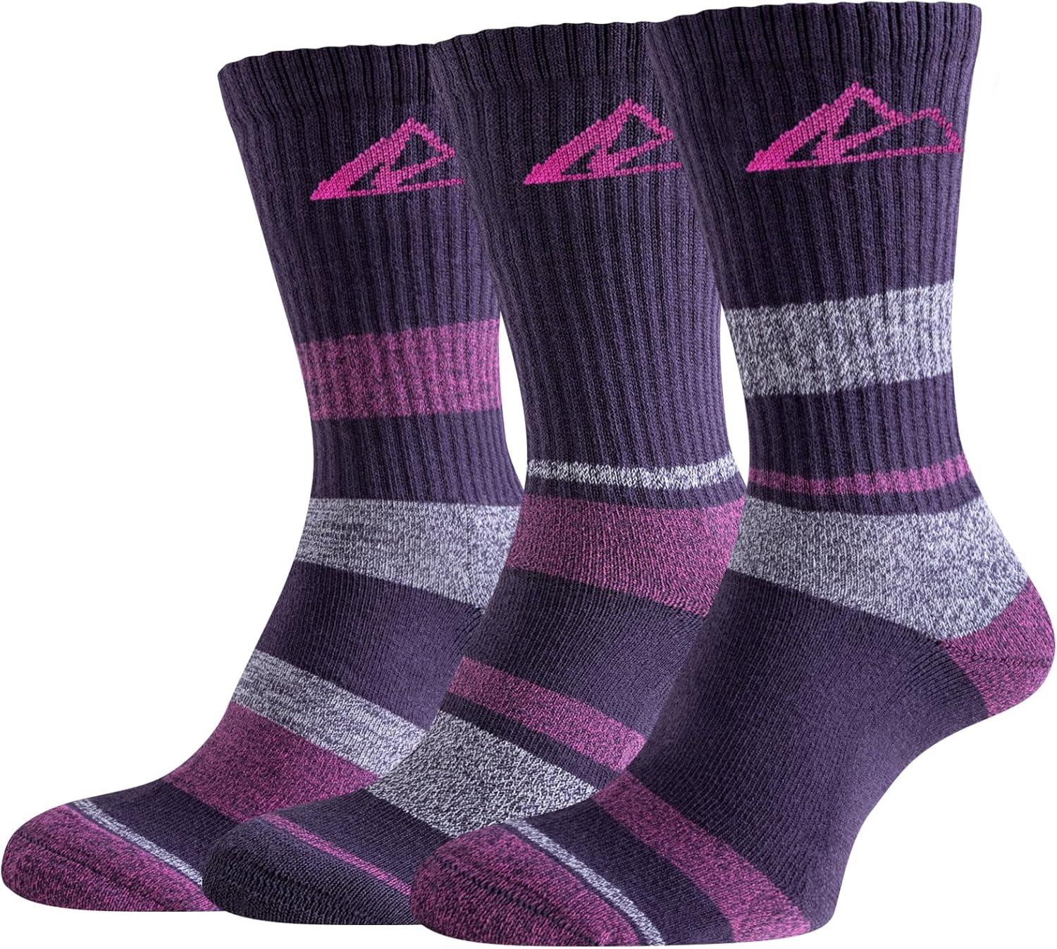 Effeet Hiking Socks Women, Anti Blister Ladies Walking Socks, Crew Light Outdoor Sports Socks, Multi Performance Womens Boot Socks, Breathable Cotton Trekking Running Socks 3 Pairs