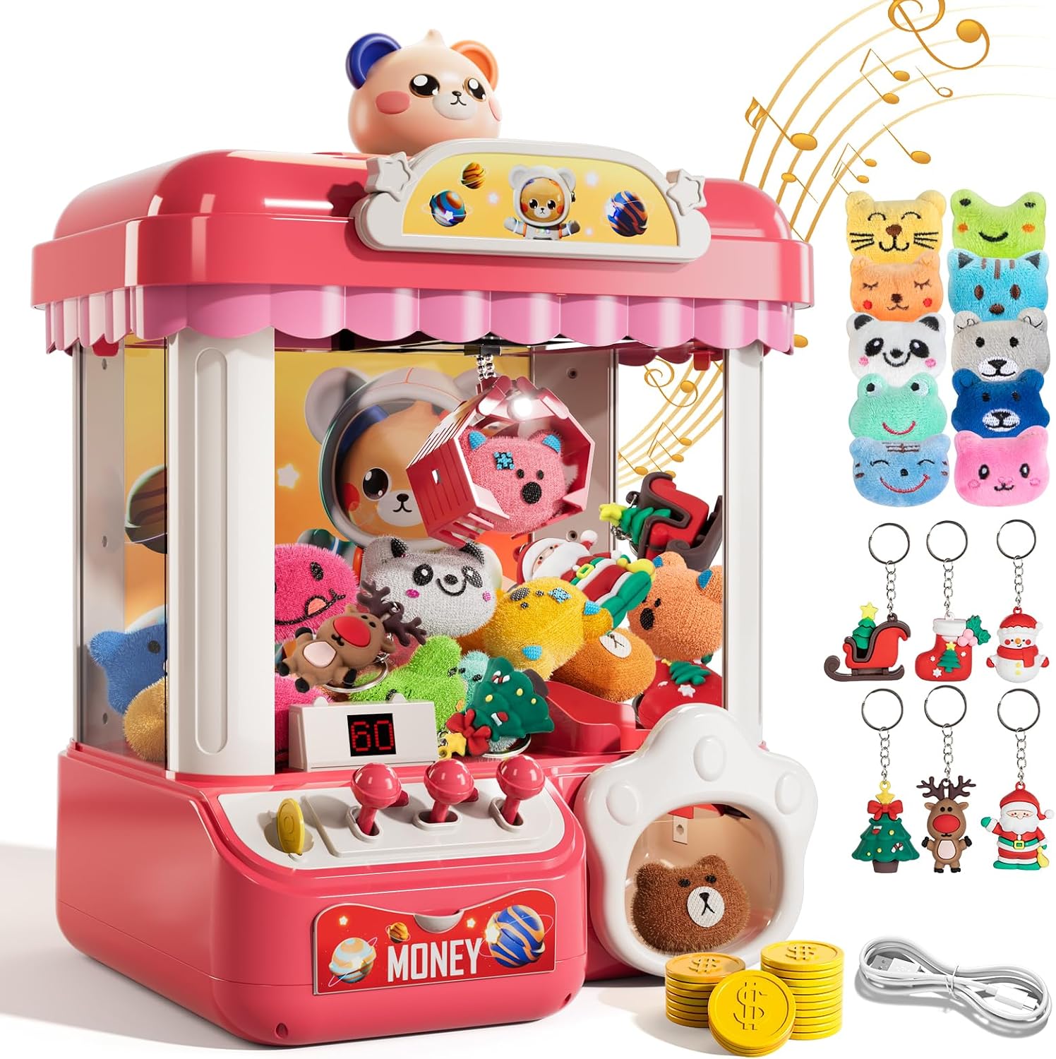 Ci Vetch Claw Machine for Kids Girls Boys with Light Music, Candy Claw Machine Arcade Game Toys for Kids Girls 4-8, Grabber Machines Toys for 4 5 6 7 8 Years Old Girl Birthday Holiday