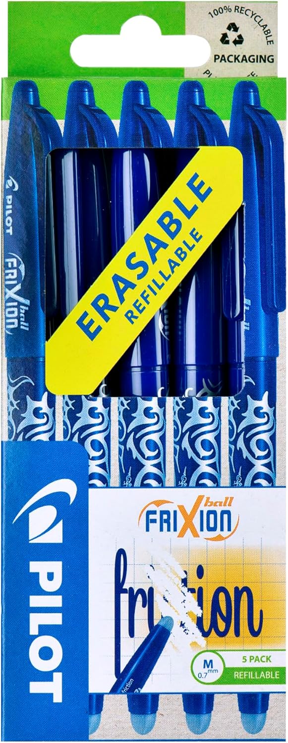 Pilot Frixion Erasable Rollerball Pen Set (Pack of 5) - Blue