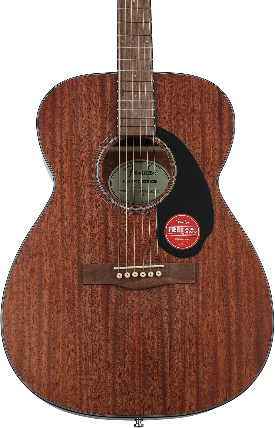 Fender CC-60S Concert Acoustic Guitar, Walnut Fingerboard, All-Mahogany, Comes with Free Virtual Lessons