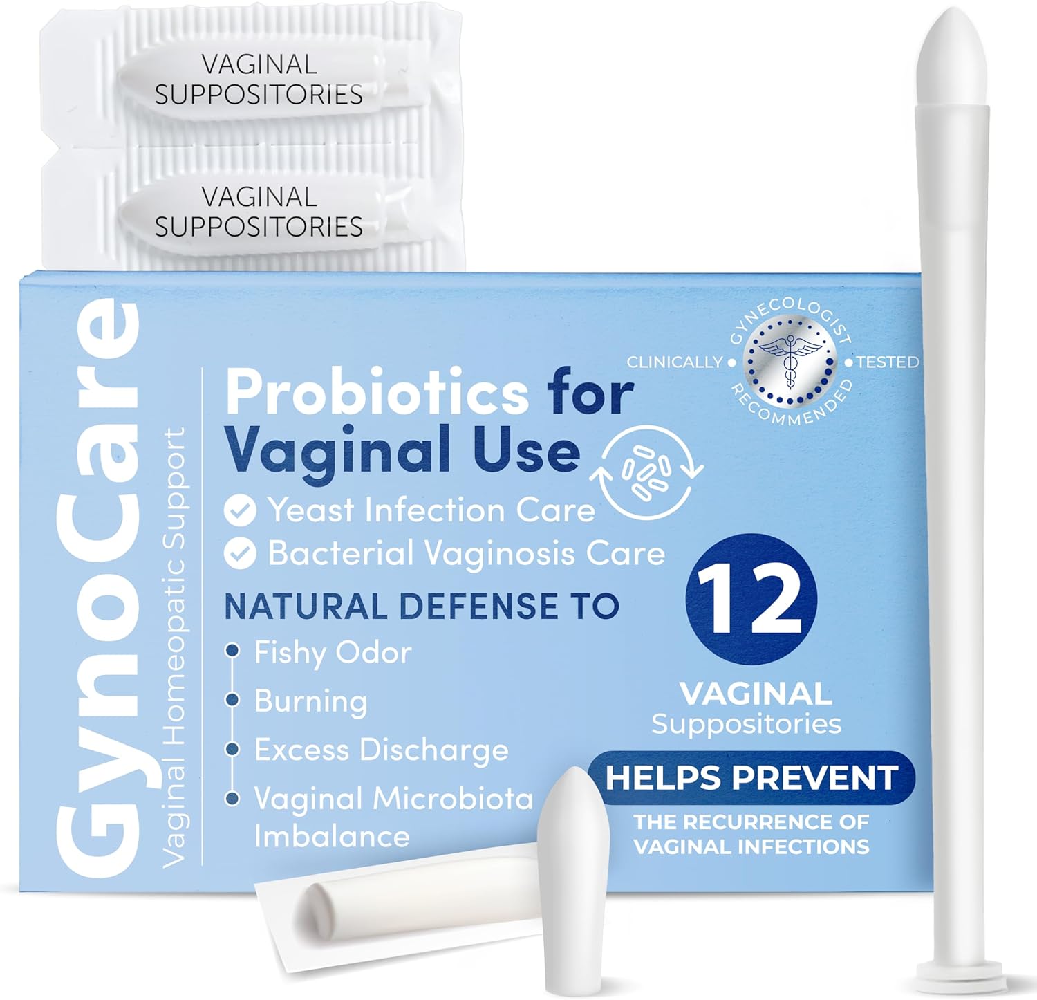 Terramed Just Think Comfort Probiotics for Women | Vaginal Probiotics | Boric Acid Suppositories for Women | pH Balance | BV Support | Odor & Discharge Relief | 12 Vaginal Suppositories