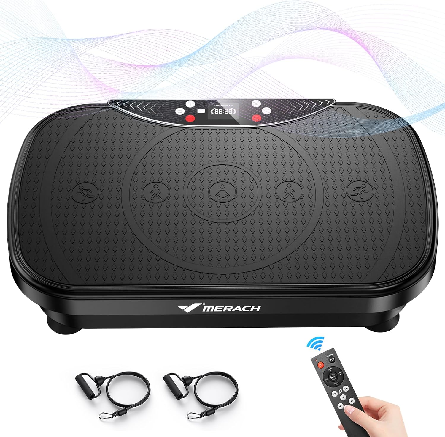 MERACH Vibration Plate Exercise Machine, Vibration Plate for Lymphatic Drainage Weight Loss, Vibrating Plate Exercise Machine with Bluetooth and LED Display, Workout Equipment for Women Men Home