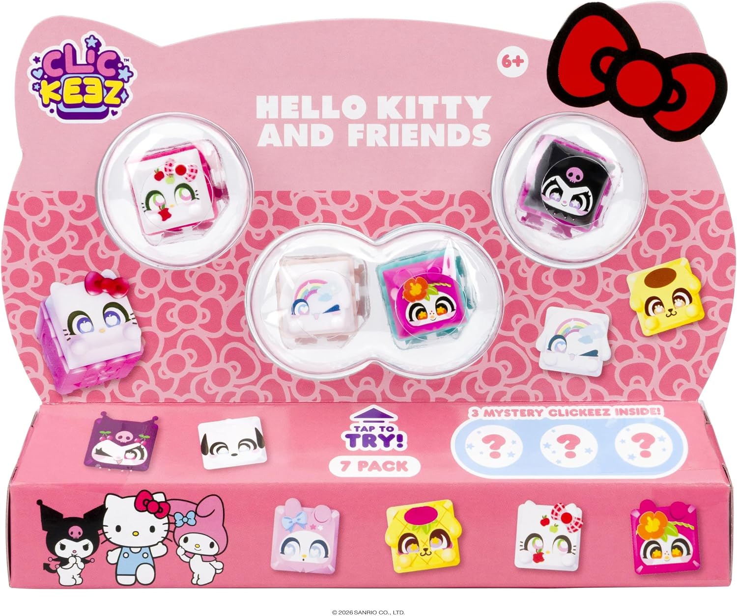 Clickeez Hello Kitty & Friends 7-Pack | Includes 7 Hello Kitty Themed Clickable Keyboard Collectibles! | 30+ Characters To Find, Cute Themes & Rare Surprises | Girls Gifts and Collect