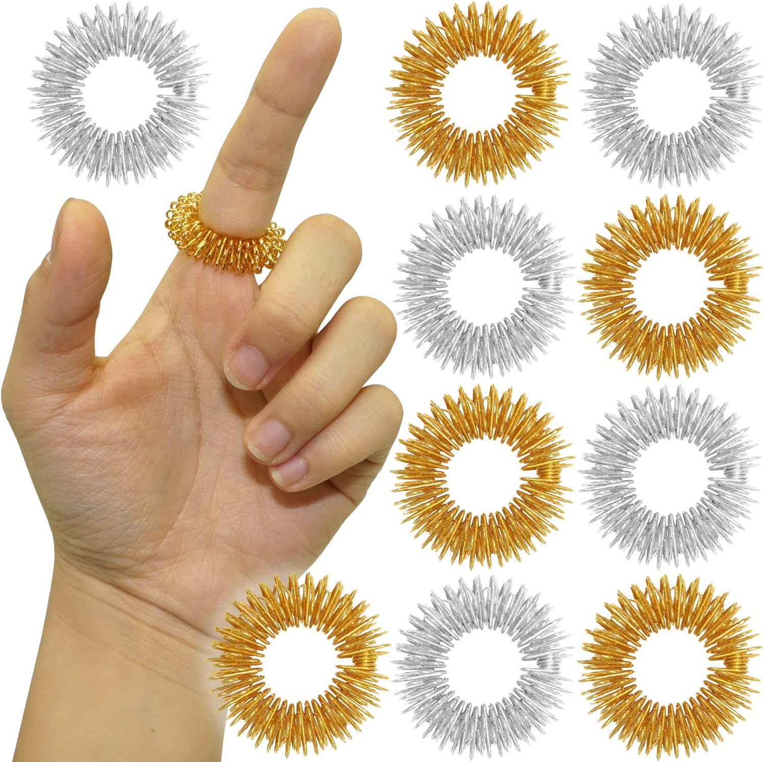 Finger Massage Ring 10 Pcs Relaxing Toy for Acupressure Therapy Releasing Stress Medicine Massager for Hands Silent Relax Reducer