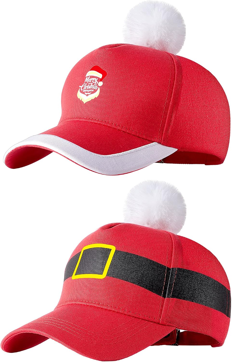 Hicarer Christmas Santa Baseball Cap 2 Pieces Xmas Hats for Adults Red Christmas Baseball Cap Vintage Santa Baseball Hat