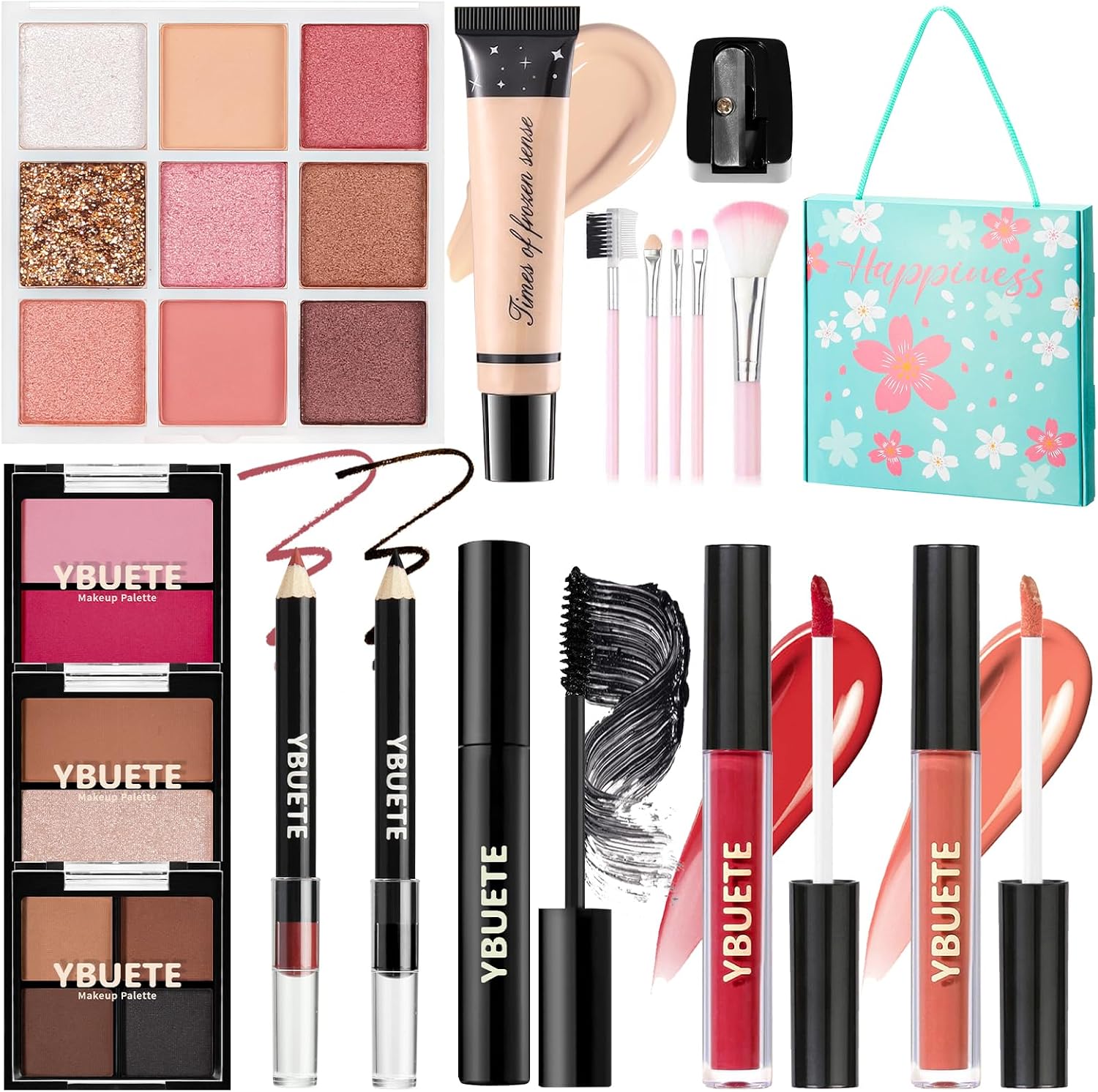 YBUETE Makeup Kit for Teens Girls Women,Portable Makeup Present Set for Beginners & Professionals, Travel Makeup Kit,Cosmetic Bundle Include Foundation Eyeshadow Palette Lipstick Eyeliner Mascara