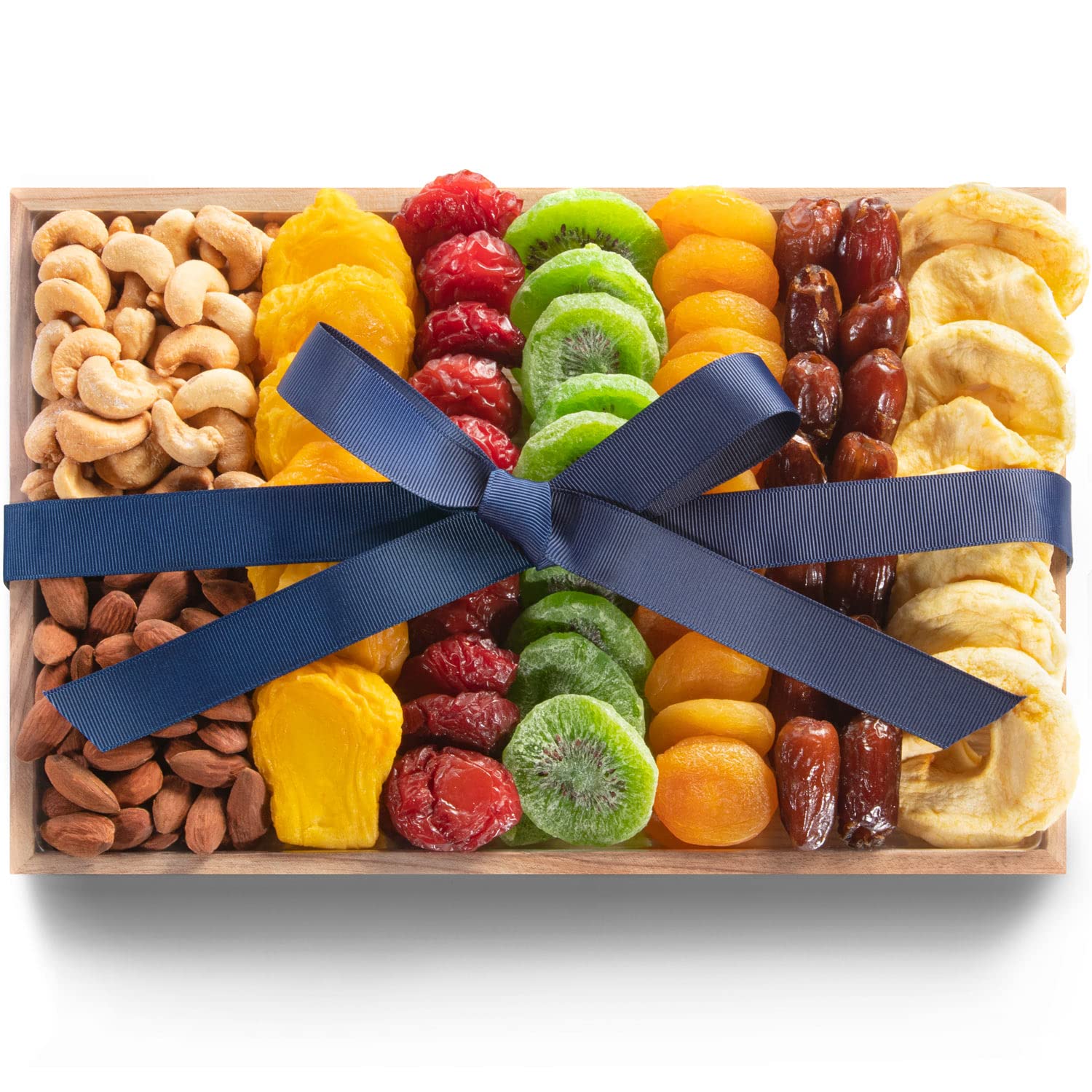 Blue Bow Gourmet Paradise Dried Fruit and Nuts Tray Gift for Christmas, Birthday, Thank You, Business Gifts