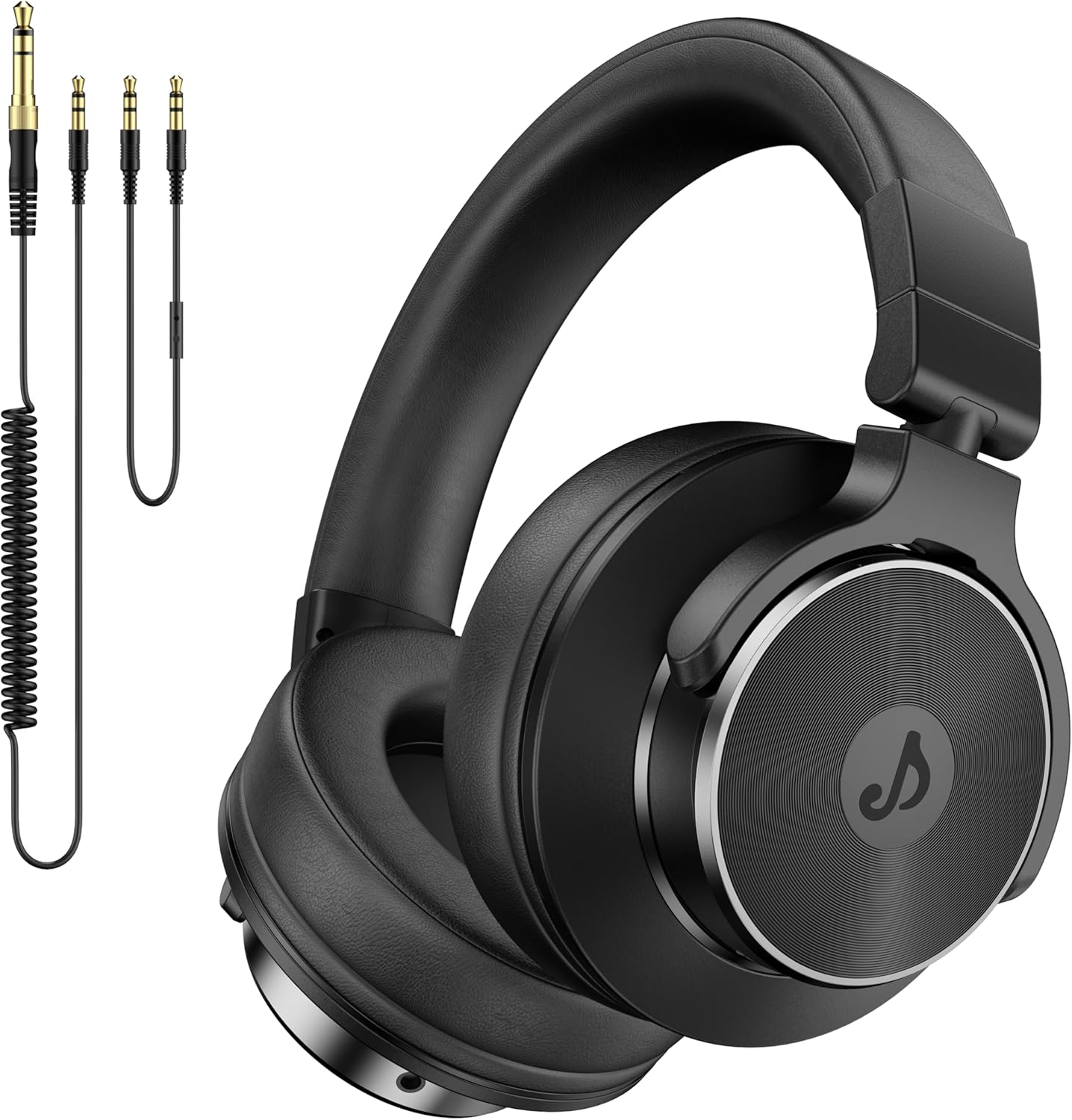 syndesmos Wired Over Ear Headphones DJ & Monitoring Headphones with 50mm Neodymium Drivers and 1/4 to 3.5mm Jack Headphone for DJ Studio Podcast AMP Recording Monitoring Guitar Electric Drum (Black)