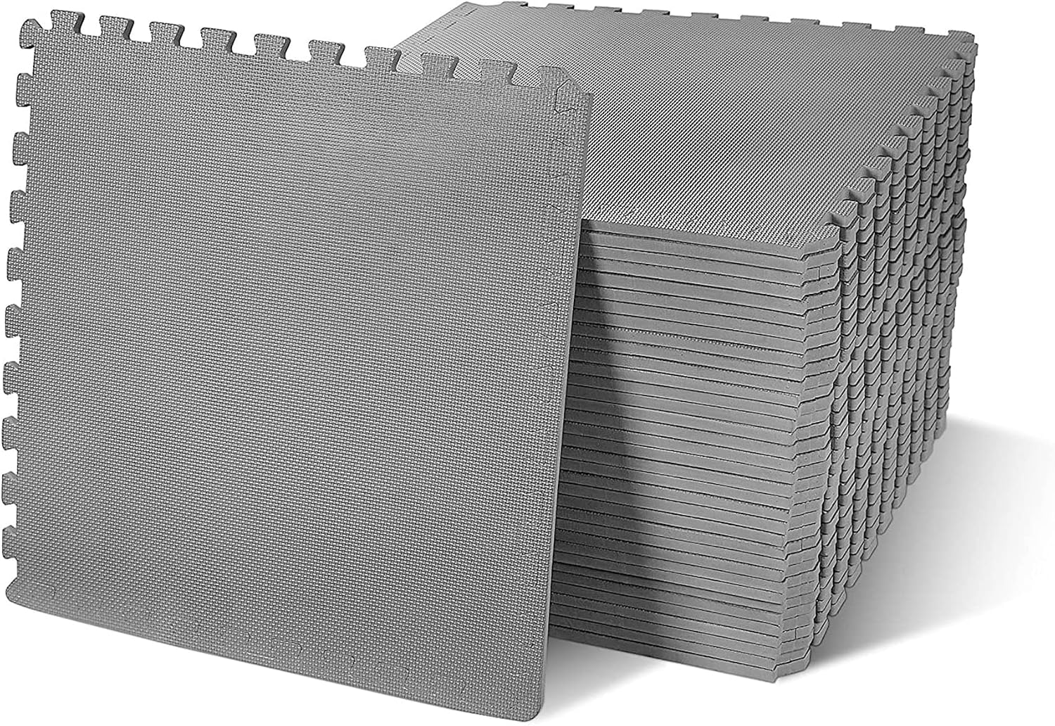 Puzzle Exercise Mat with EVA Foam Interlocking Tiles for MMA, Exercise, Gymnastics and Home Gym Protective Flooring, 1/2" Thick, 48 Square Feet, Gray
