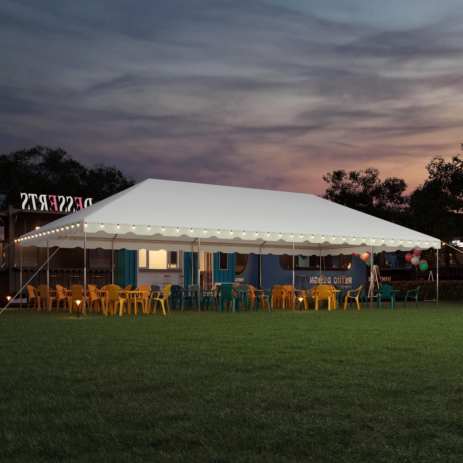 EROMMY 20x40ft Party Tent, Outdoor Wedding Canopy, Heavy Duty Large Canopy Carport, Gazebo Shelter Tent for Party Event Commercials, White
