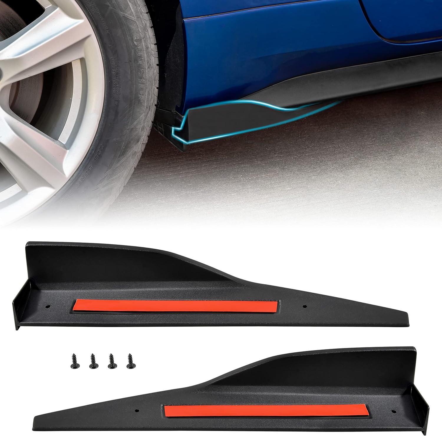 Side Skirt Rocker Panel Spoiler for Ford Mustang Roush 2015+, Car Side Skirt Splitters Diffuser Winglet Compatible with Ford Mustang Roush 2015-2023 (2PCS, Matte Black)