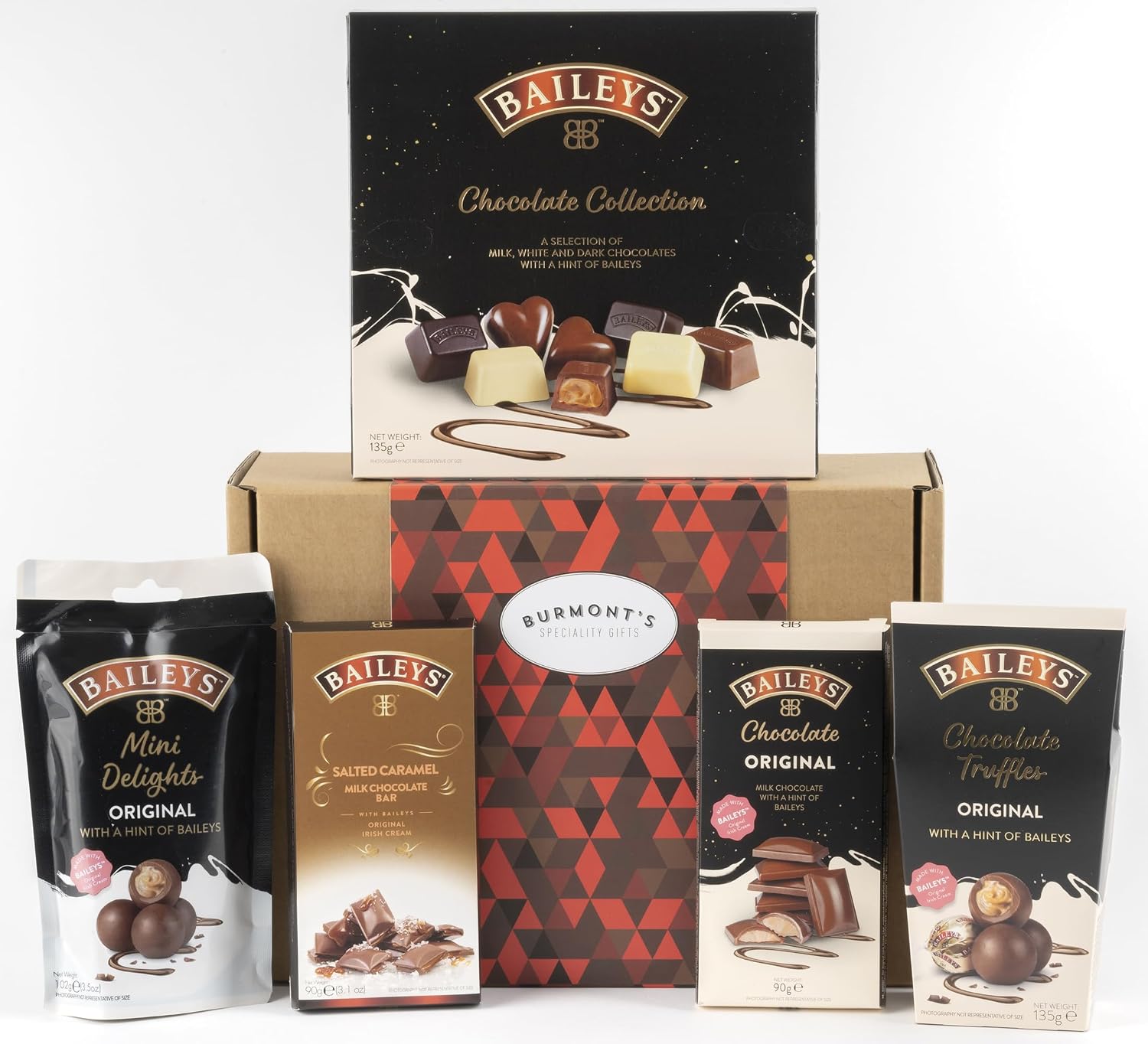 The Ultimate Baileys Irish Cream & Chocolate Hamper - Includes Chocolate Selection Box, Truffles, Mini Delights, Salted Caramel & Truffle Chocolate - Exclusive to Burmont's