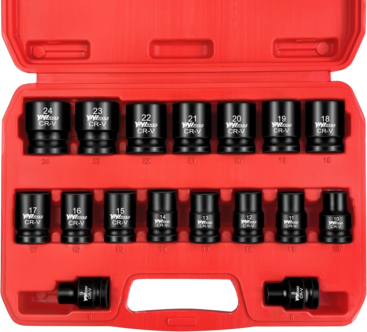 17Pcs 1/2" Drive Shallow Impact Socket Set (8-24mm), Metric Socket Set, 6-Point, CR-V Steel for Automotive Maintenance, Repairs, and DIY Projects