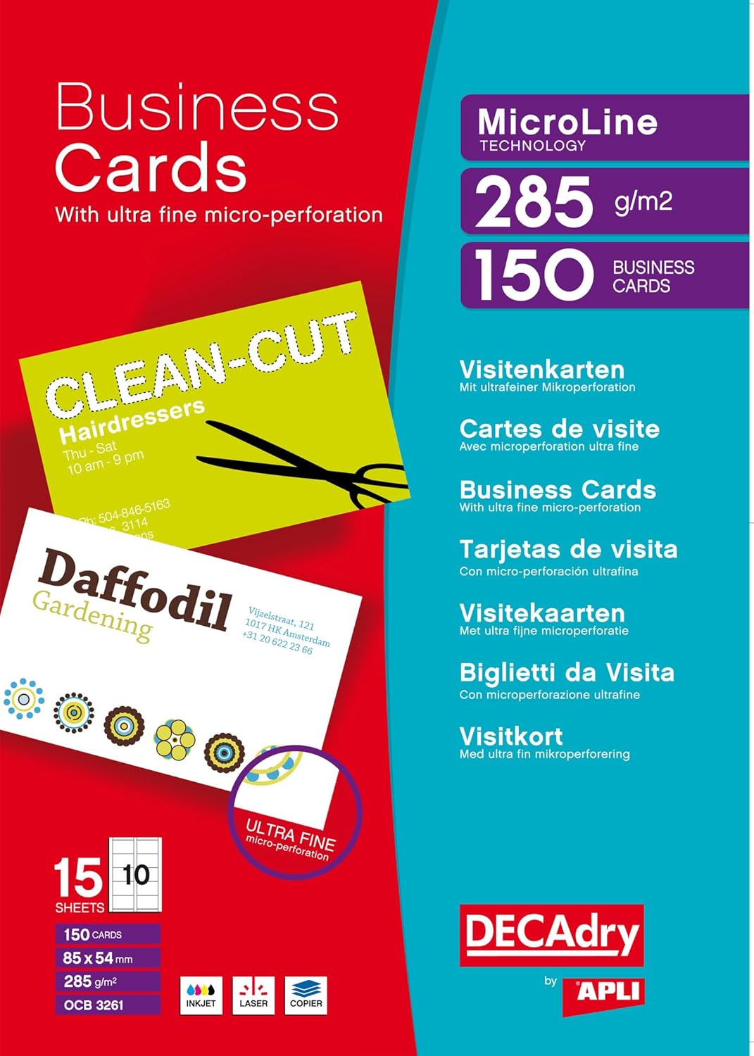 Decadry - Business Cards White 285gsm Pack of 150
