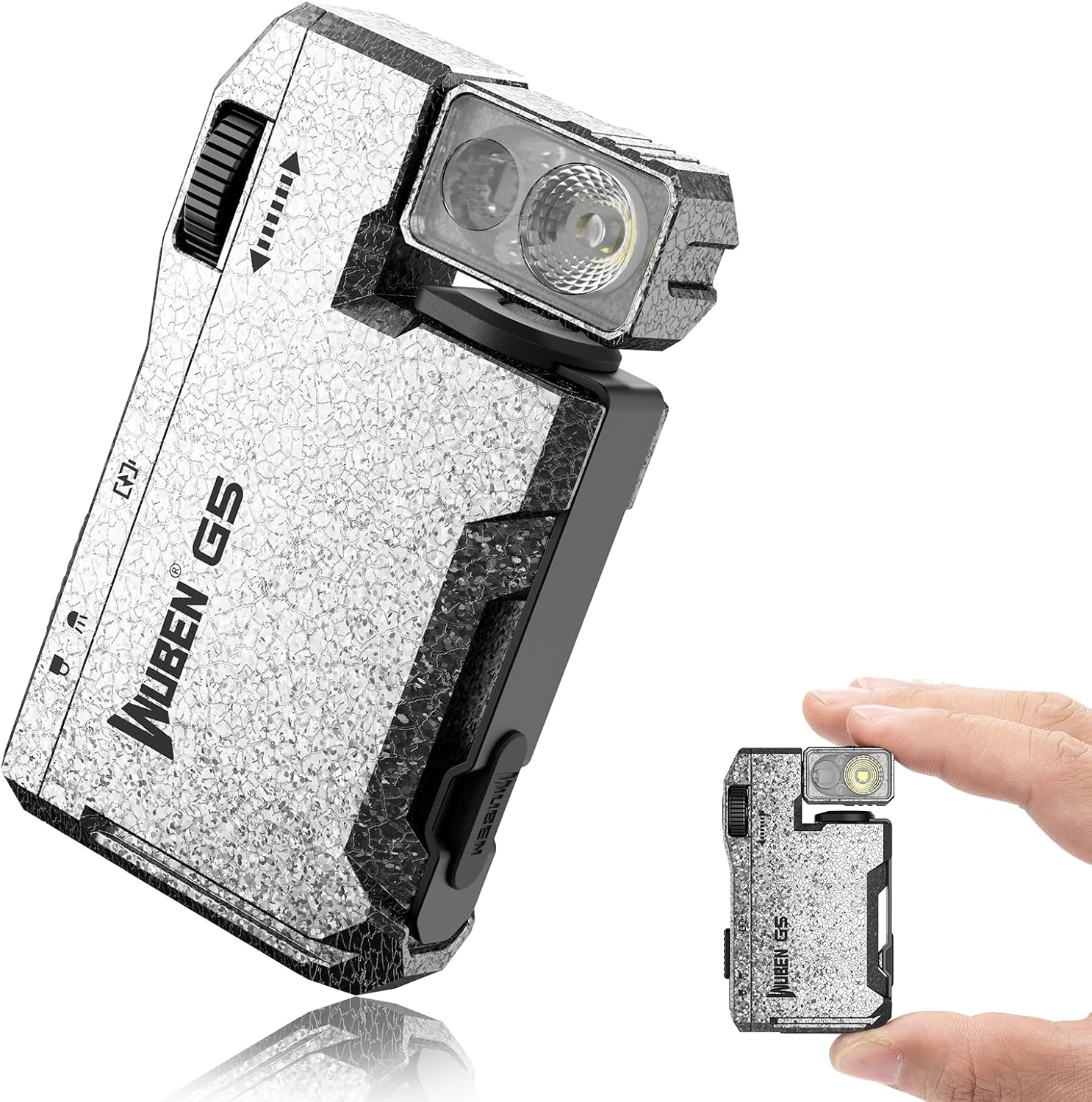 WUBEN G5 EDC Flashlight Magnetic Keychain Rechargeable Mini Pocket Flashlight 400LM Dual Light Sources RGB Light Portable Flat Flashlight for Outdoor Home Emergency (Ice Crack) | 400 Lumens Dual Light Source LED Flashlight with RGB, Portable Magnetic Keychain Flash Light for Home, Camping, Emergencies