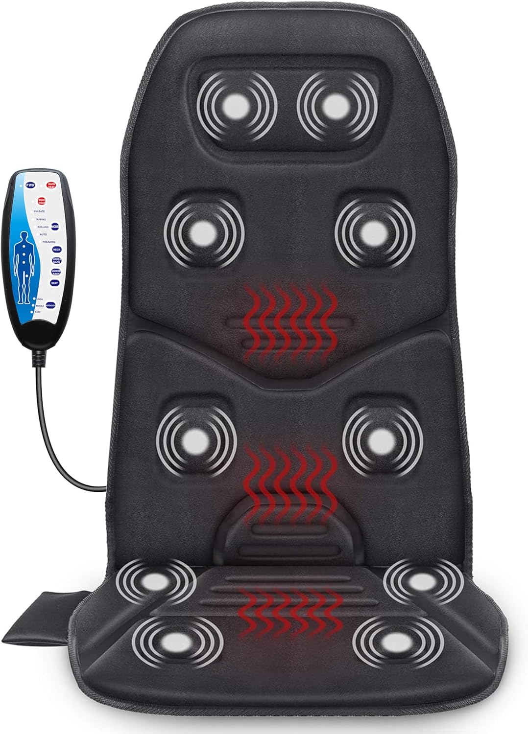 COMFIER Back Massager with Heat, Massage Chair with 10 Vibration Motors, Seat Warmer for Lower Back and Lumbar, Massage Chair for Home Office Use, Gifts for Men Women