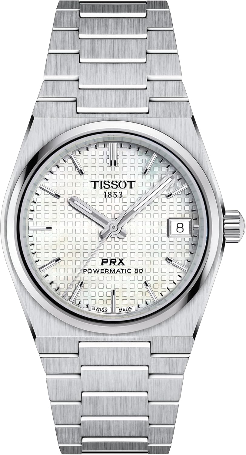 Tissot PRX Swiss Automatic Unisex Watch, Mother of Pearl Dial, Stainless Steel, 35 mm Case, T1372071111100