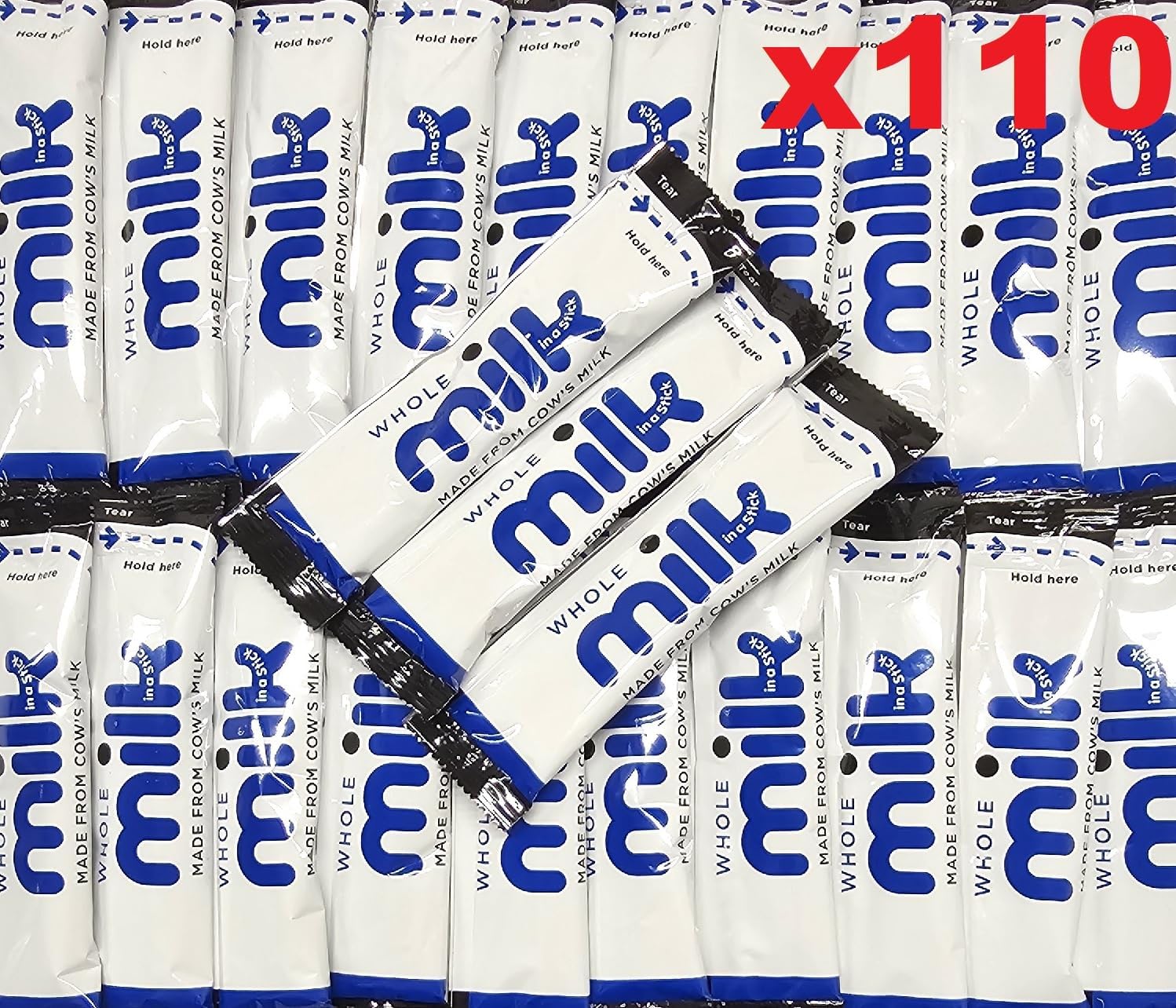 110x Whole UHT Milk 10ml Individually Wrapped Sticks Portions Sachets Lakeland