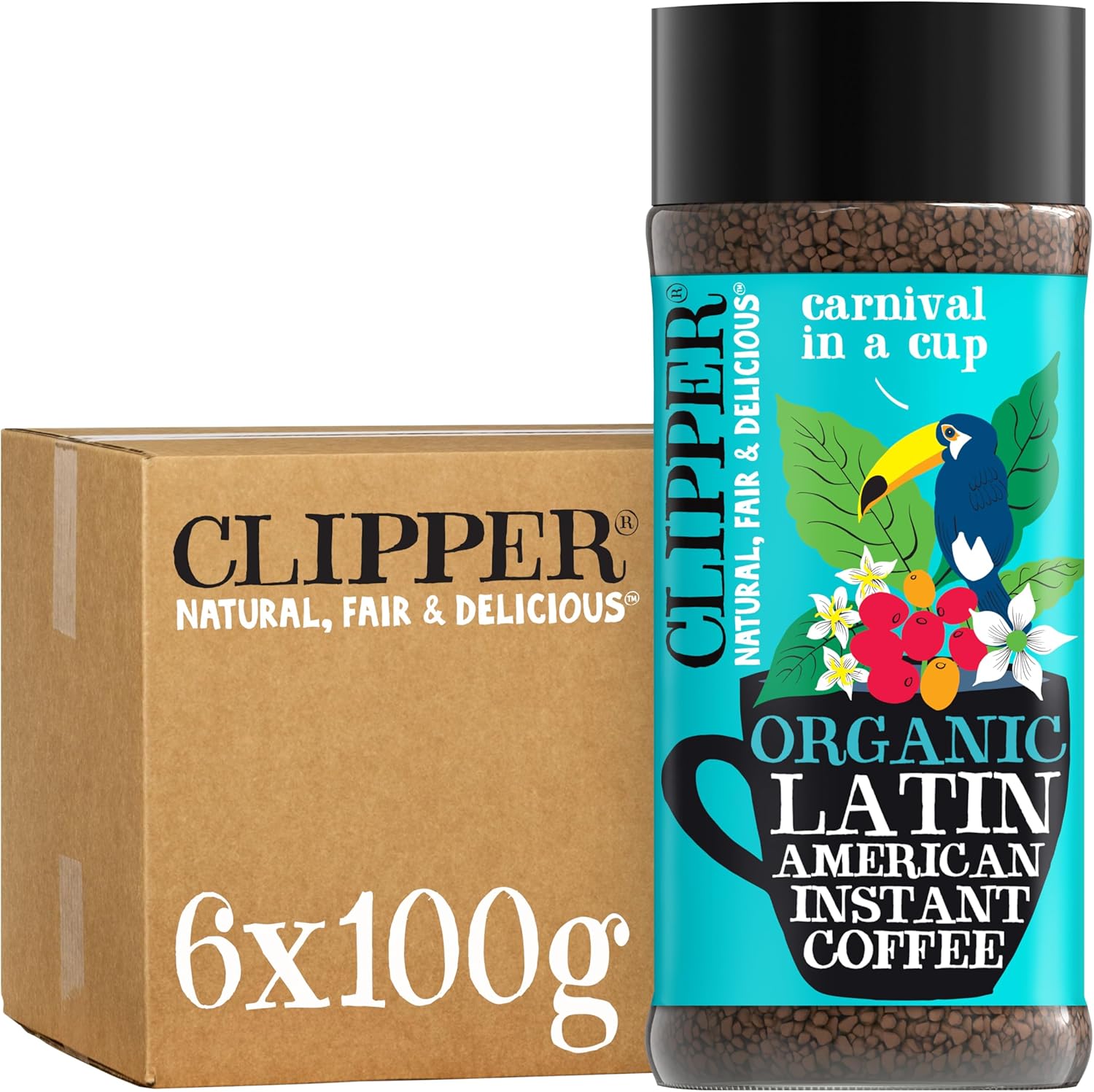 Clipper Latin American Organic Instant Coffee | 6 x 100g Jars | Bulk Buy for Home & Catering | Arabica Gourmet Coffee | Sustainable Fairtrade Coffee by Clipper Teas | Ethically Sourced & Eco Conscious
