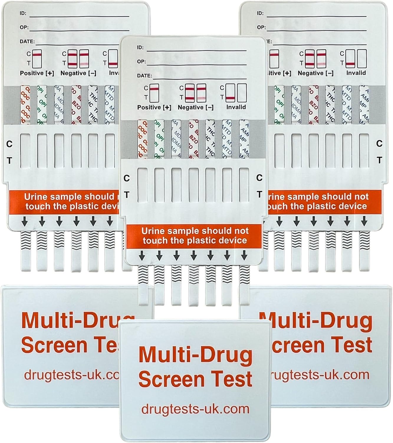 3 x 7-in-1 Rapid Drug Test Dip Cards | Professional Urine Drug Tests | Test for Cocaine, Cannabis, Opiates, Amphetamines, Methadone, Ecstasy & Benzodiazepines