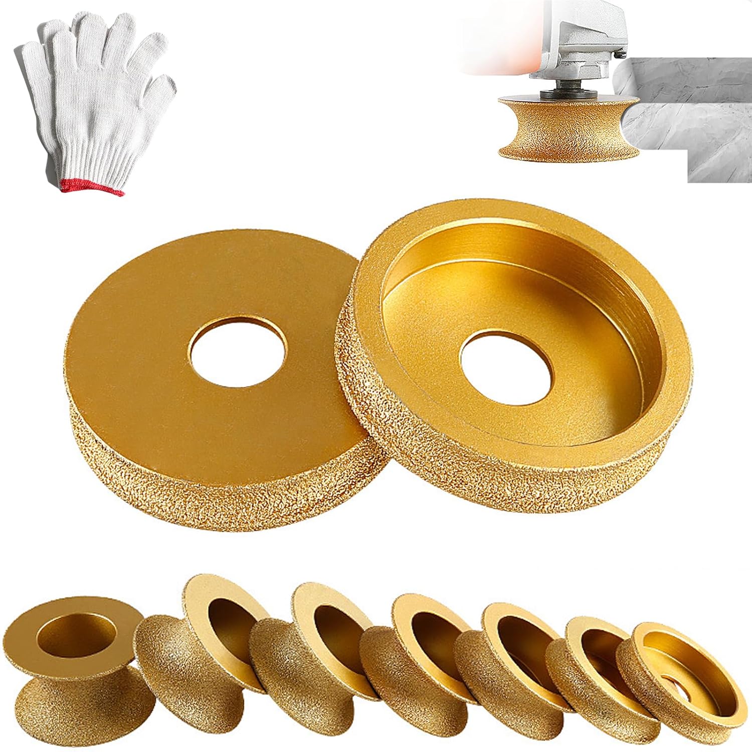 Edge Diamond Grinding Wheel, Profile Hand Diamond Wheel, Round DiamondGrinding Cup WheelGrinder Disc Cutter Tool, Granite Edge GrindingWheel for Angle Grinder, Tile, Stone (10mm)