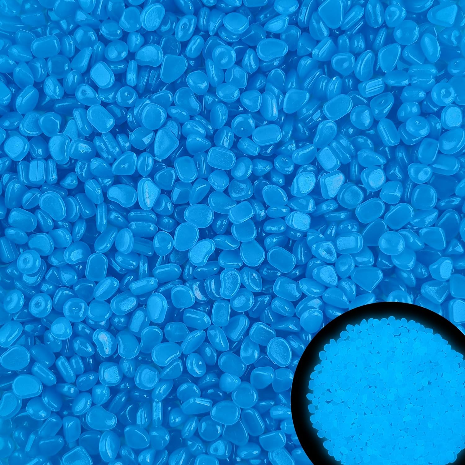 500pc Blue Glow Stones Glow in The Dark Pebbles Blue Fish Tank Rocks Luminous Stones for Walkway Pathway Backyard Glow in The Dark Rocks Outdoor Glowing Rocks for Garden Aquarium Lawn,Blue