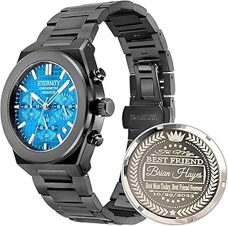 Men's Personalized Watch, Back Cover engeraving, Battery Quartz Movement, Luminous and Adjustable, Stainless Steel.