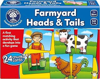 Orchard Toys Moose, Farmyard Heads & Tails Game. A First Matching Activity That develops into a Fun Game. 24 Chunky Cards. Age 18 Months+. 1-4 Players