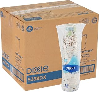 Dixie PerfecTouch 8 oz. Insulated Paper Hot Coffee Cup by GP PRO (Georgia-Pacific), Coffee Haze, 5338DX, 500 Count (25 Cups Per Sleeve, 20 Sleeves Per Case)