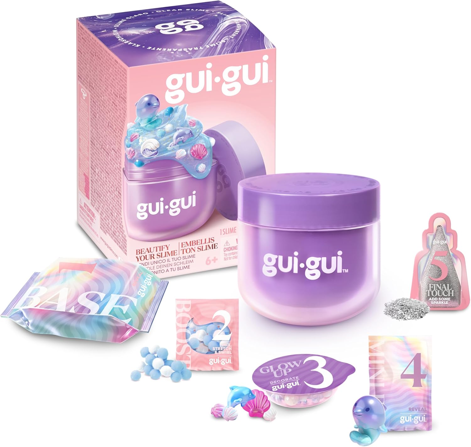 Gui Gui Clear Slime - Beautify & Level Up Your Slime With a Major GLOW-UP - 13 Different Gui Gui Scented Slimes and 4 Amazing Textures to Collect - Gifts for 6+ Year Girls Boys & Teens