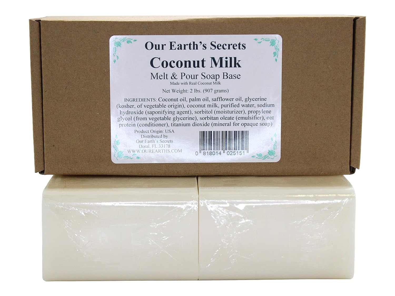 Our Earth's Secrets Coconut Milk - 2 Lbs Melt and Pour Soap Base