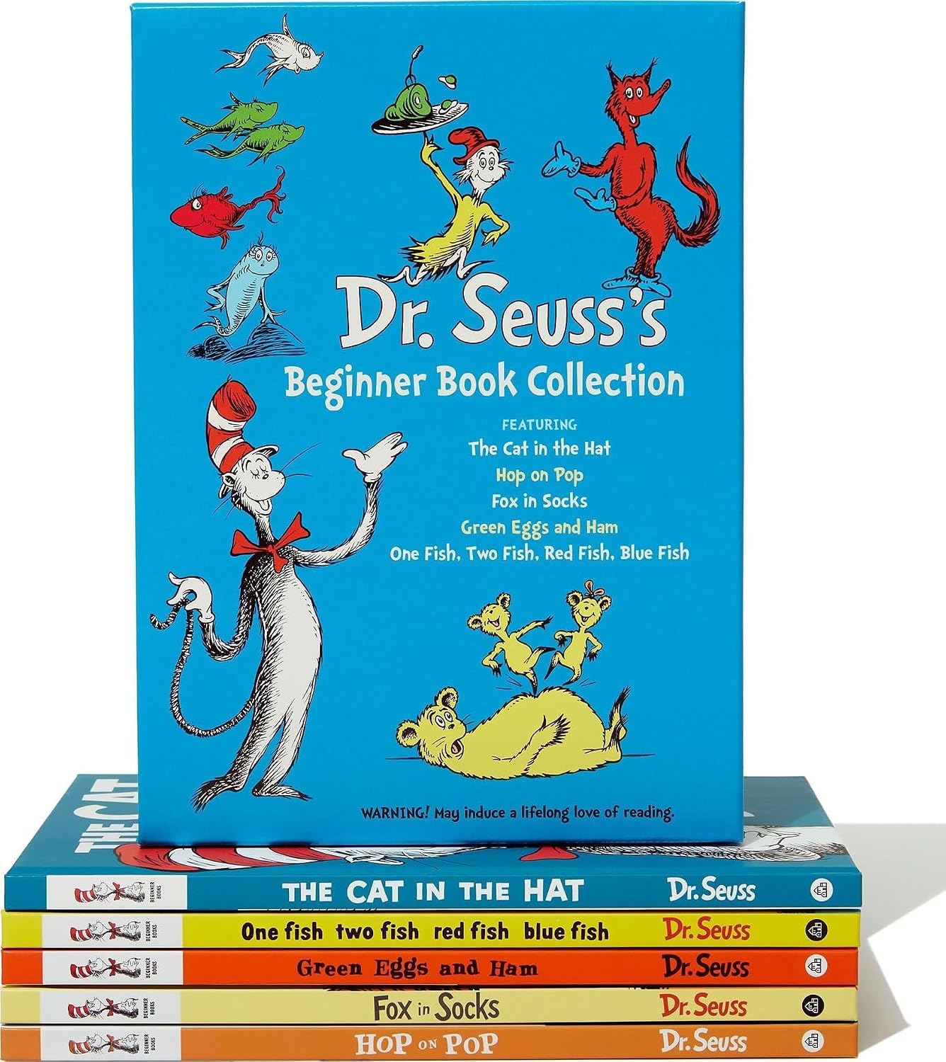Dr. Seuss's Beginner Book Boxed Set Collection: The Cat in the Hat; One Fish Two Fish Red Fish Blue Fish; Green Eggs and Ham; Hop on Pop; Fox in Socks