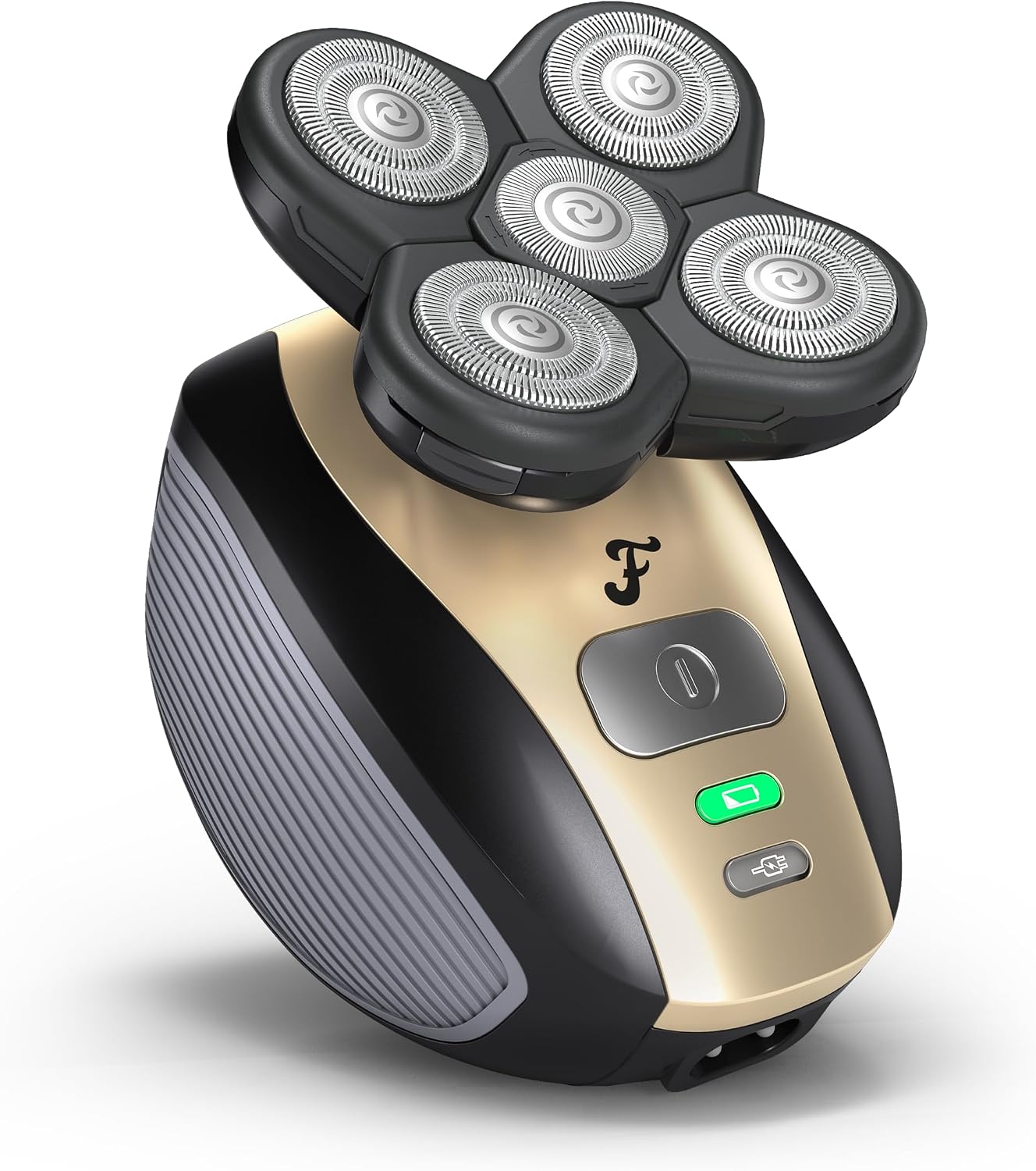 FlexSeries Electric Head & Body Hair Shaver - Mens Cordless Rechargeable Wet/Dry Skull Bald Head Back & Groin Waterproof Razor with Rotary Blades, Clippers, Nose Trimmer, Brush, Massager