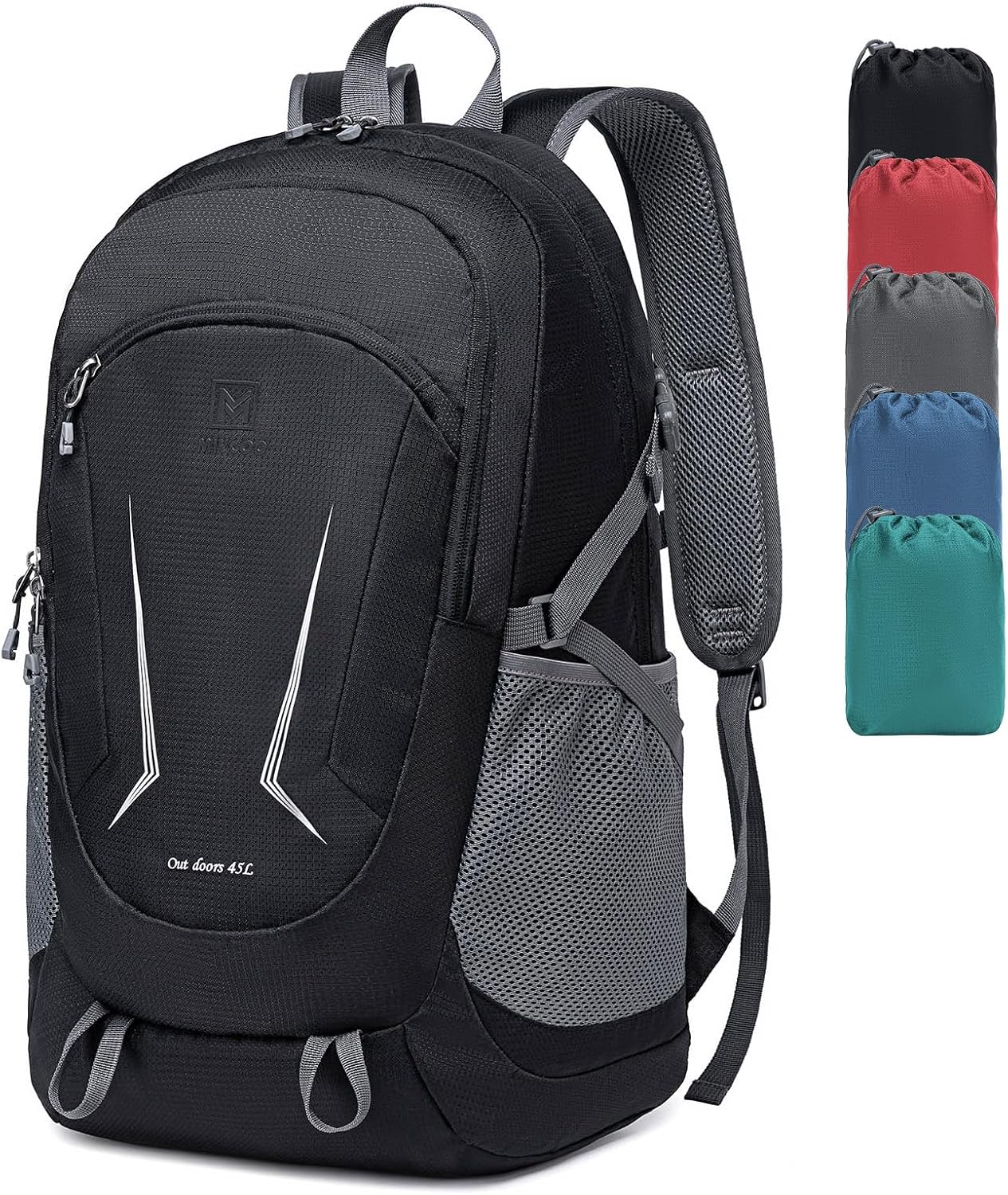 MIYCOO Backpack - Ultra Lightweight Packable Backpack for Travel Camping, 45L Hiking Backpack Waterproof Foldable Daypack for Men Women Black