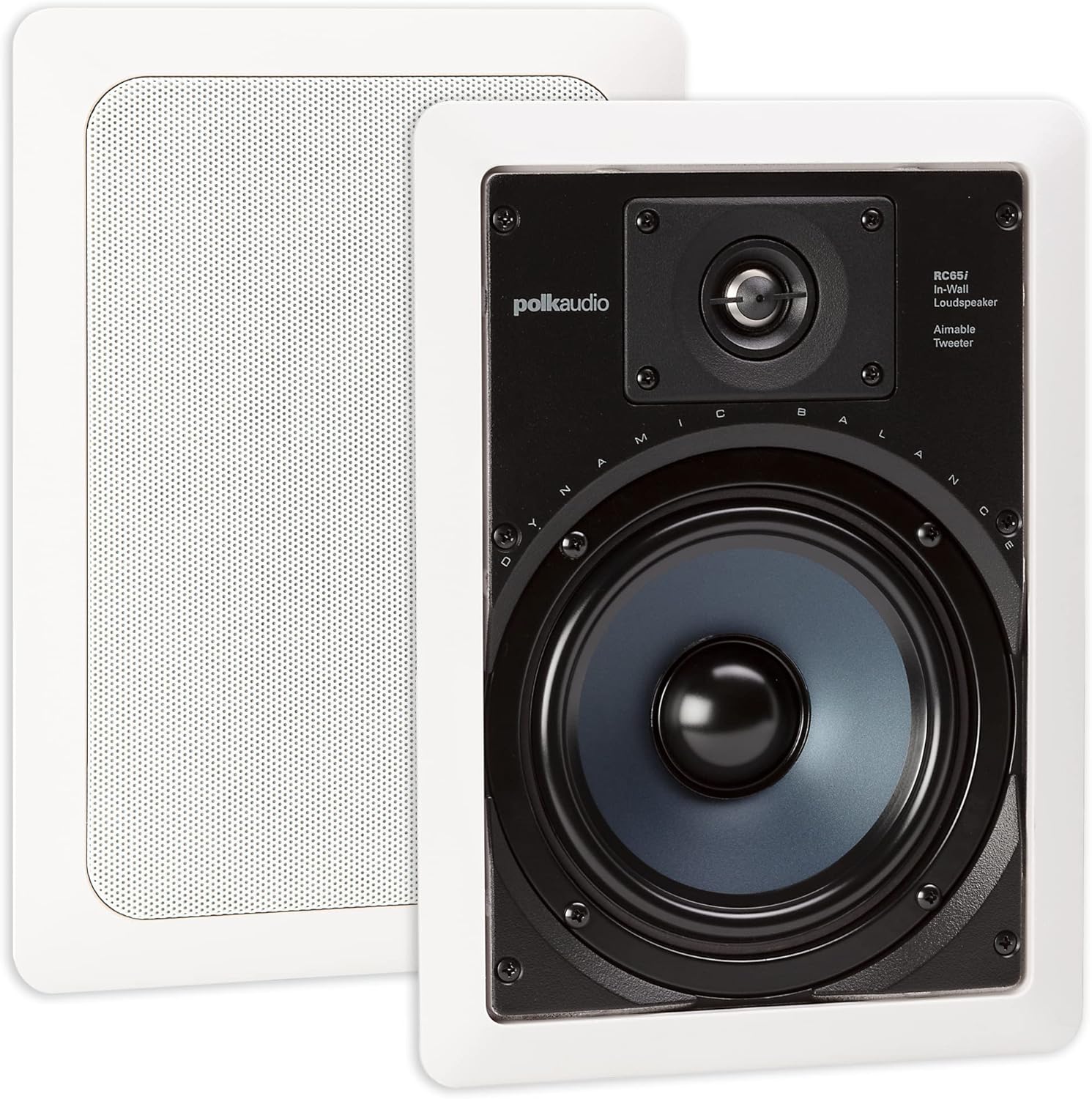 Polk Audio RC65i 2-Way in-Wall 6.5" Speakers (Pair), Ideal for Damp and Humid Indoor/Outdoor Placement, (White, Paintable Grille)
