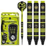WINMAU Michael Van Gerwen MvG Ambition Professional Brass Darts Set with Flights and Shafts Available in Steeltip and Softip