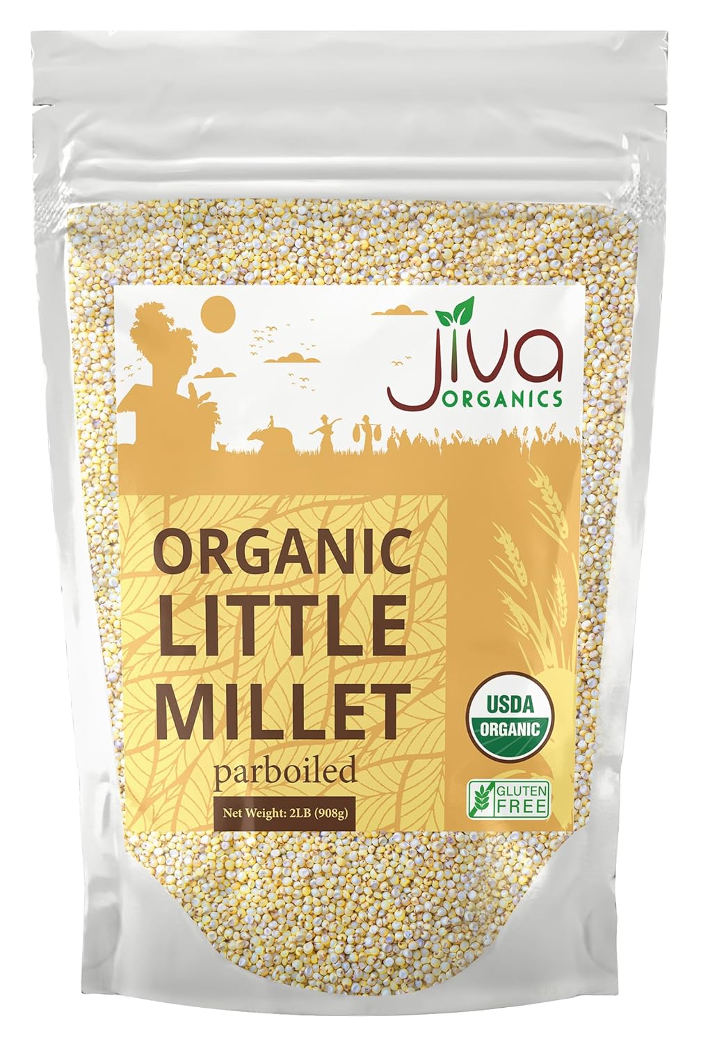 Jiva Organics Little Millet 2 LB Bag | Whole Grain, Gluten-Free & Organic | Rich in Fiber & Essential Nutrients for Healthy Cooking
