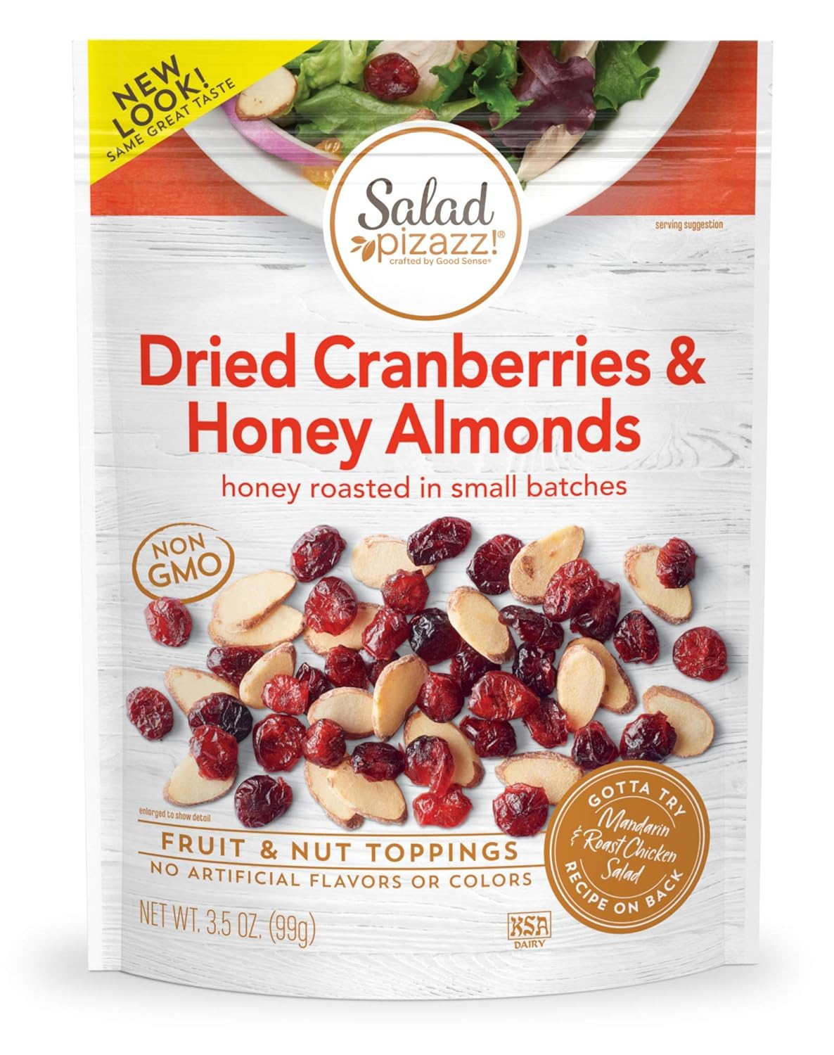 Salad Pizazz! Almond Toppings, Honey Roasted with Cranberries - Snack Mix and Salad Topping - 3.5 Ounce (3.5 OZ) Resealable Bag(Package May Vary)