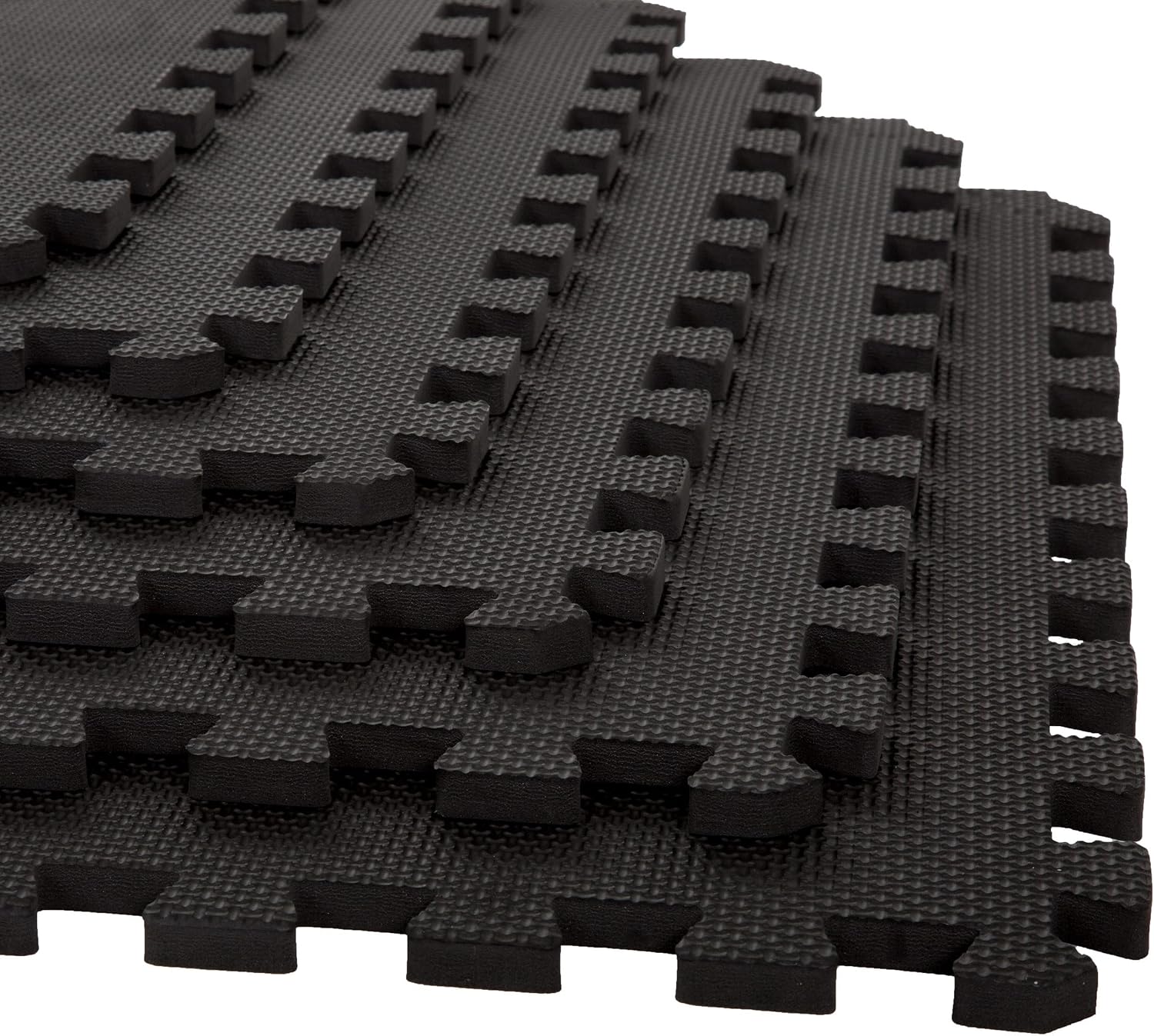 Interlocking EVA Foam Floor Tiles for Home Gym, Yoga Mat, Workout Equipment, or Child's Play Surface - Set of 6, (Black) by Stalwart