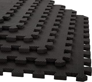 Interlocking EVA Foam Floor Tiles for Home Gym, Yoga Mat, Workout Equipment, or Child's Play Surface - Set of 6, (Black) by Stalwart