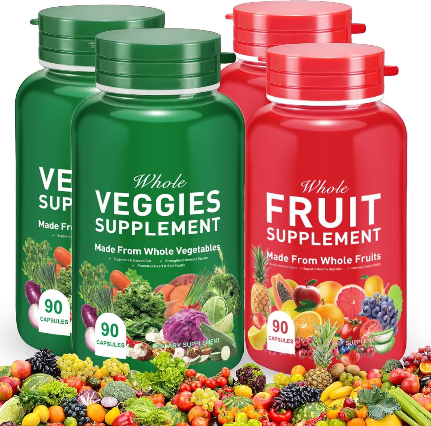 Fruit and Vegetables Capsules - 100% Whole Natural Fruits and Veggies Supplements - Vitamins Supplement Dietary Nutritional Balance,Food Supplement Ingredients Blended Vitamin & Mineral