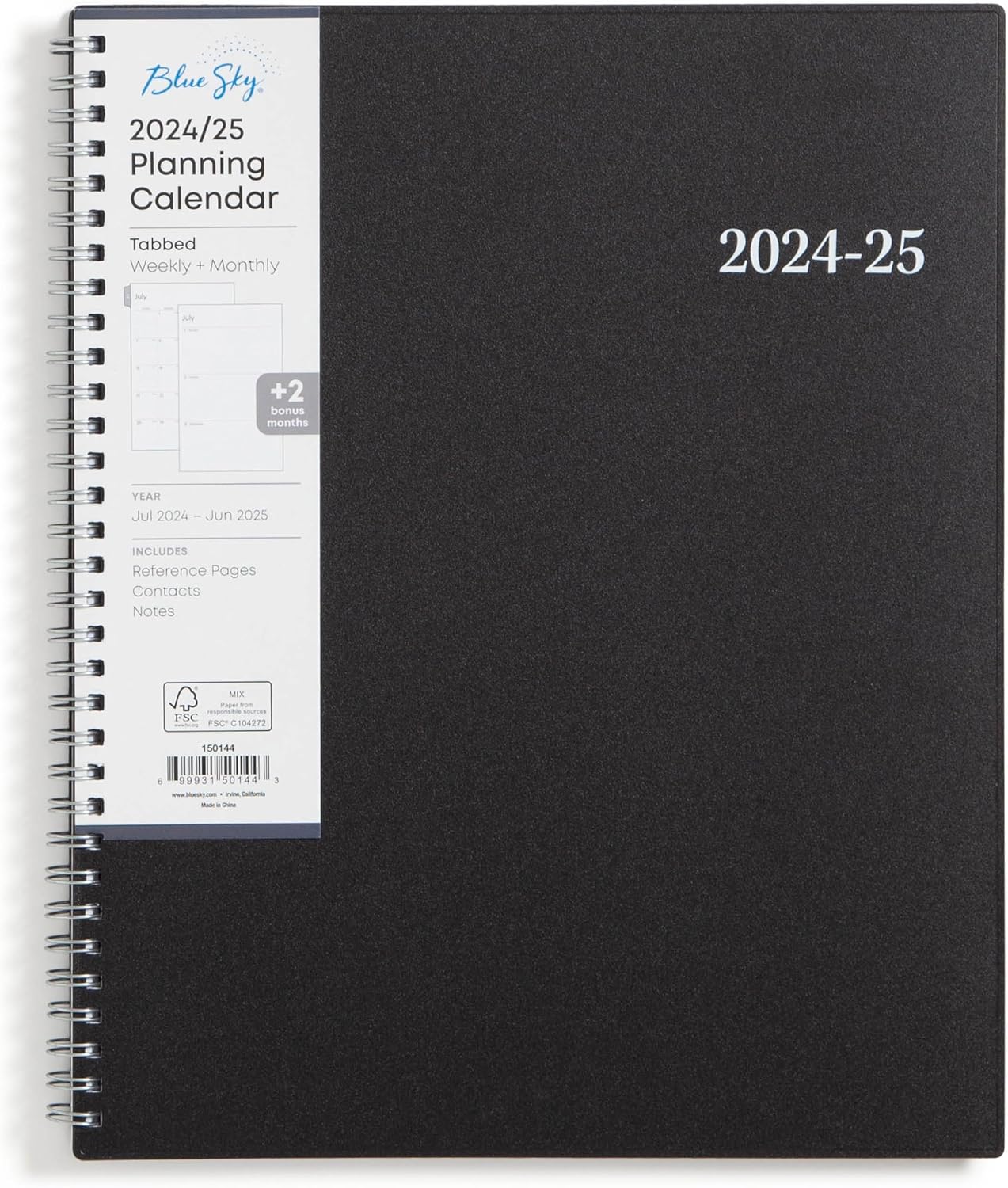 Blue Sky 2024-2025 Academic Year Weekly and Monthly Planner, July 2024 - June 2025, 8.5" x 11", Flexible Cover, Wirebound, Enterprise (150144)