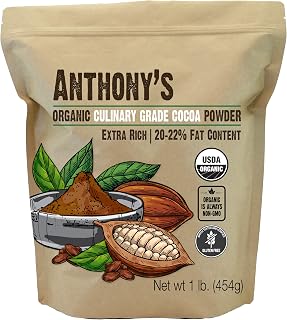 Anthony's Organic Culinary Grade Cocoa Powder, 1 lb, Dutch Processed Baking Cocoa, Gluten Free, Non GMO, Keto Friendly