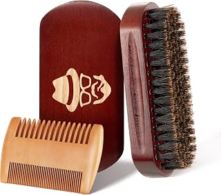Beard Brush, 100% Boar Bristle Natural Black Walnut Wood Beard Comb Hair Mustache Shaving Brush Facial Hair Brush